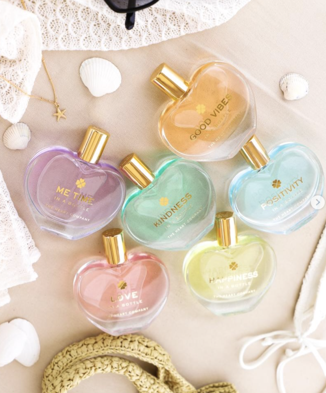 The Heart Company heart-shaped fragrance bottles