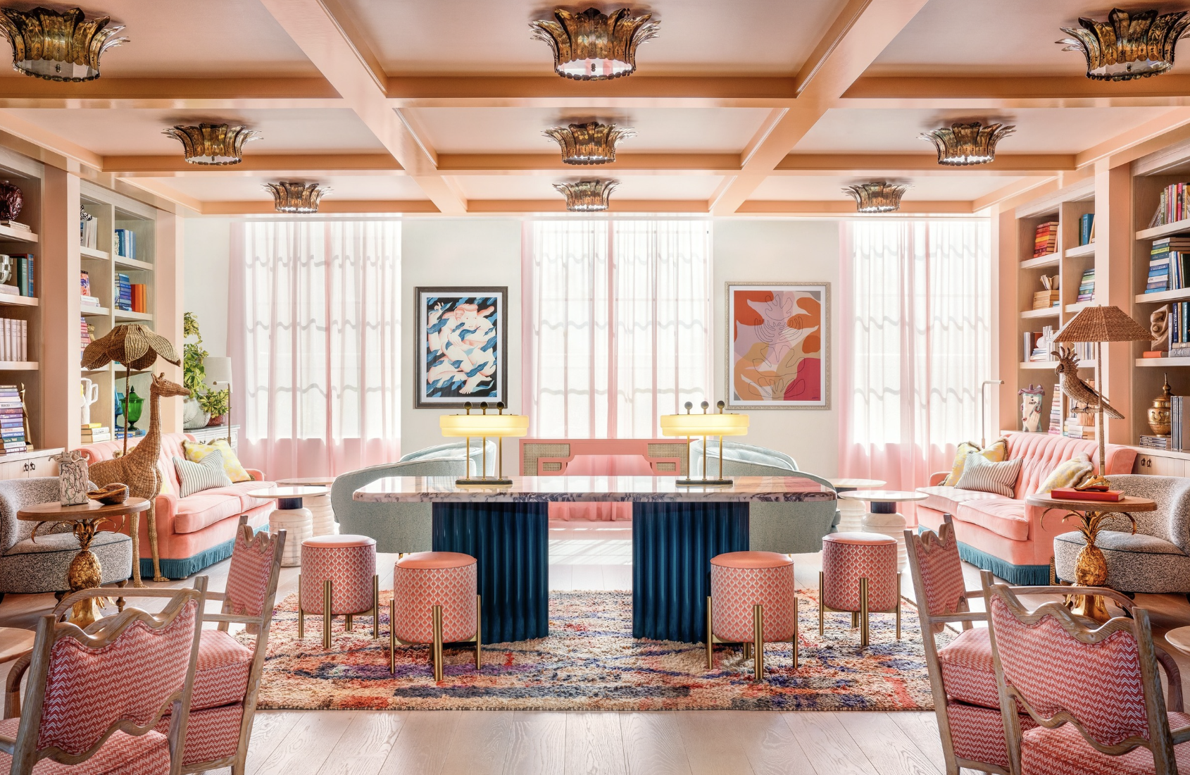 The Goodtime Hotel pink library lounge
